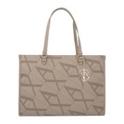 Armani Exchange Beige Axelväska med Dragkedja Beige, Dam