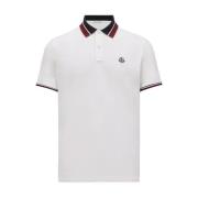 Moncler Kontrast Krage Trim Polo i Vit White, Herr