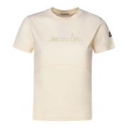 Moncler Vit Bomull Jersey Crew Neck T-shirt White, Dam