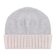 Eleventy Räfflad Beanie Mössa i Grått och Sand Beige, Herr