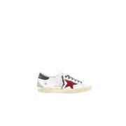 Golden Goose Röda Mocka SuperStar Sneakers Grön Häl White, Herr