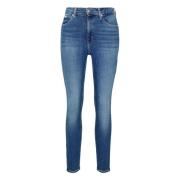 Calvin Klein Jeans Hög midja super skinny ankellånga jeans Blue, Dam