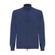 Fedeli Texturerad Dragkedja Cardigan Blue, Herr