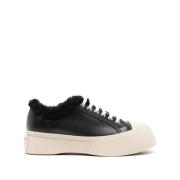 Marni Svarta Sneakers med Faux-Shearling Foder Black, Dam