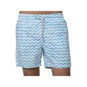 MC2 Saint Barth Geometriskt vågmönster simshorts Gustavia Blue, Herr