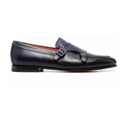 Santoni Klassiska Monk Strap Skor Blue, Herr