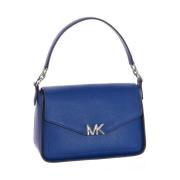 Michael Kors Läder Flap Skulderväska Blue, Dam