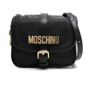 Moschino Svart Logoskulderväska Black, Dam