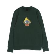 HUF Mörkgrön Crewneck Sweatshirt Långärmad Green, Herr