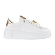 Gio+ Vit Läder Sneaker med Guld Detaljer White, Dam