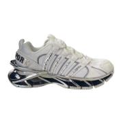 Plein Sport Mesh och Läder Runner Sneaker Vit Silver White, Herr