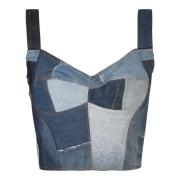 Dolce & Gabbana Denim Patchwork Dam Topwear Blue, Dam