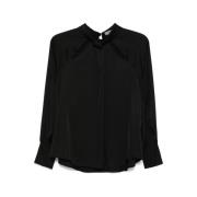 D.Exterior Svart Satinblus med Eleganta Detaljer Black, Dam