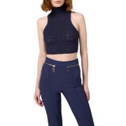 Elisabetta Franchi Blå Mesh Topp Blue, Dam