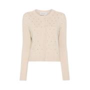 Ermanno Scervino Cardigan med strass och knappstängning Beige, Dam