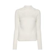 Ermanno Scervino Vit Blommig Spetsstickad Tröja White, Dam