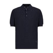 Armani Monokromatisk logopolo med klassisk krage Blue, Herr