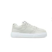 Miu Miu Vita lädersneakers med logotyptryck White, Dam