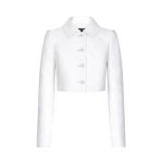 Dolce & Gabbana Monogram Jacquard Cropped Jacka White, Dam