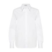 Brunello Cucinelli Vit Bomullsskjorta med Monili Broderi White, Dam