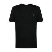 Brunello Cucinelli Svart Bomull T-shirt med Tryckt Logotyp Black, Herr