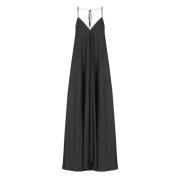 NÜ Denmark Svart Satin V-ringad Klänning Black, Dam