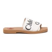 Chloé Vita Linnesandaler med Logotyp White, Dam