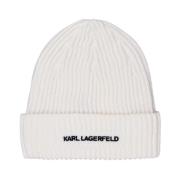 Karl Lagerfeld Logo-broderad ullblandad beanief White, Herr