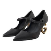 Dolce & Gabbana Svarta läderlogohälar Mary Janes pumpar skor Black, Da...