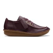 Clarks Röd Snörsko i Läder - Dam Red, Dam