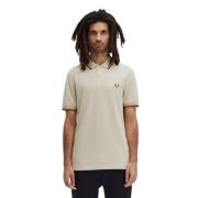 Fred Perry Beige Twin Tipped Polo Shirt Beige, Herr