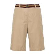 Dries Van Noten Beige Bomull Gabardin Elastisk Midja Shorts Beige, Dam