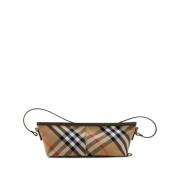 Burberry Axelväska med Vintage Check-mönster Beige, Dam