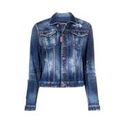 Dsquared2 Vit Icon Spray Denim Jacka Blue, Dam