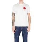 Dsquared2 Vit Bomull T-shirt med Röd Klöver White, Herr