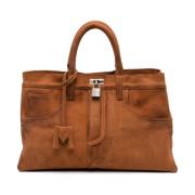 Medea Suede Nina-väska i Cuoio Brown, Dam