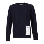 Amaránto Blå Crewneck Ull Cashmere Tröja Blue, Herr