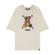 Barrow Tryckt Crew Neck Bomull T-shirt Beige, Herr