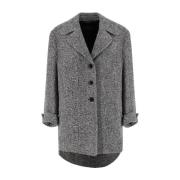 Ermanno Scervino Houndstooth Coat med Klassisk Stil Gray, Dam