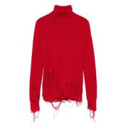 MM6 Maison Margiela Snygg Tröja med Mocka Red, Dam