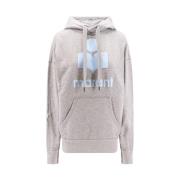 Isabel Marant Étoile Flocked Logo Bomullssweatshirt Hoodie Gray, Dam