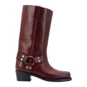 Paris Texas Studded Leather Boots with Metal Detail Red, Dam