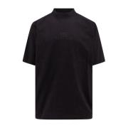 Balenciaga Broderad Logga Stretch Bomull T-shirt Black, Herr