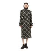 Burberry Klassisk Check Trench Coat Green, Dam