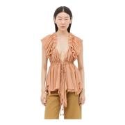 Chloé Silke Rynkad Camisole Topp Beige, Dam