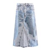 Diesel Laminerad Print Denimkjol Blue, Dam