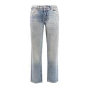 Diesel Tvättade Bomullsjeans, Mid Waist, Regular Fit Blue, Herr