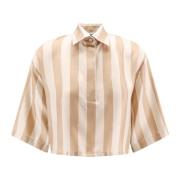 Fendi Silk Pequin Crop Fit Skjorta Beige, Dam