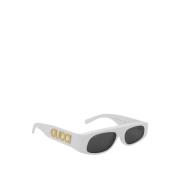 Gucci Rounded Lenses Acetat Solglasögon White, Dam