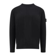 Stone Island Virgin Wool Logo Patch Sweater Black, Herr